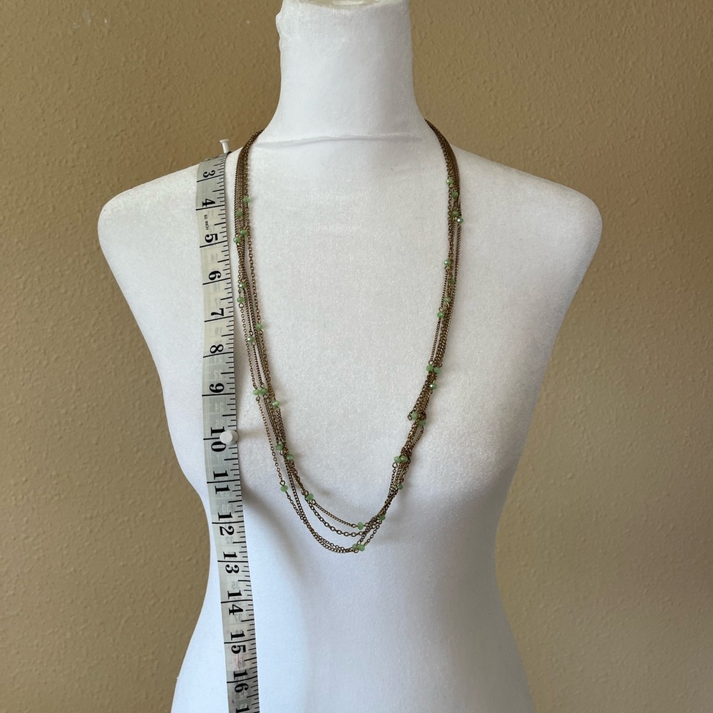 Charlotte Russe Green and Gold Layered Necklace